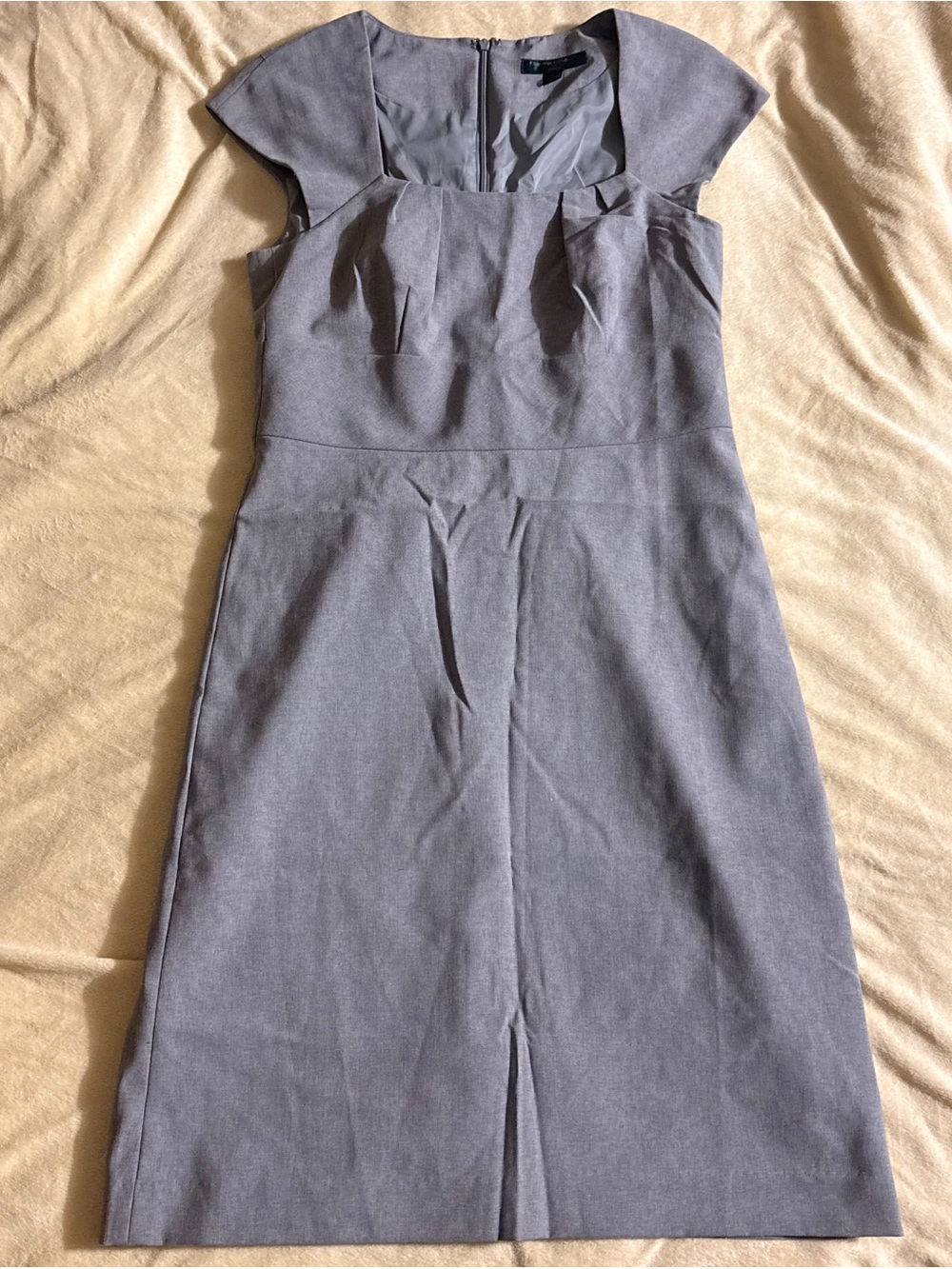 Banana Republic Gray Stretch Wool Blend Career Sheath Dress Size 2 Petite EUC